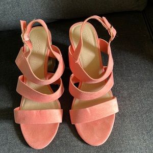 Sandals. Peach. Charlotte Russe. Size 9. Worn once. High heel.